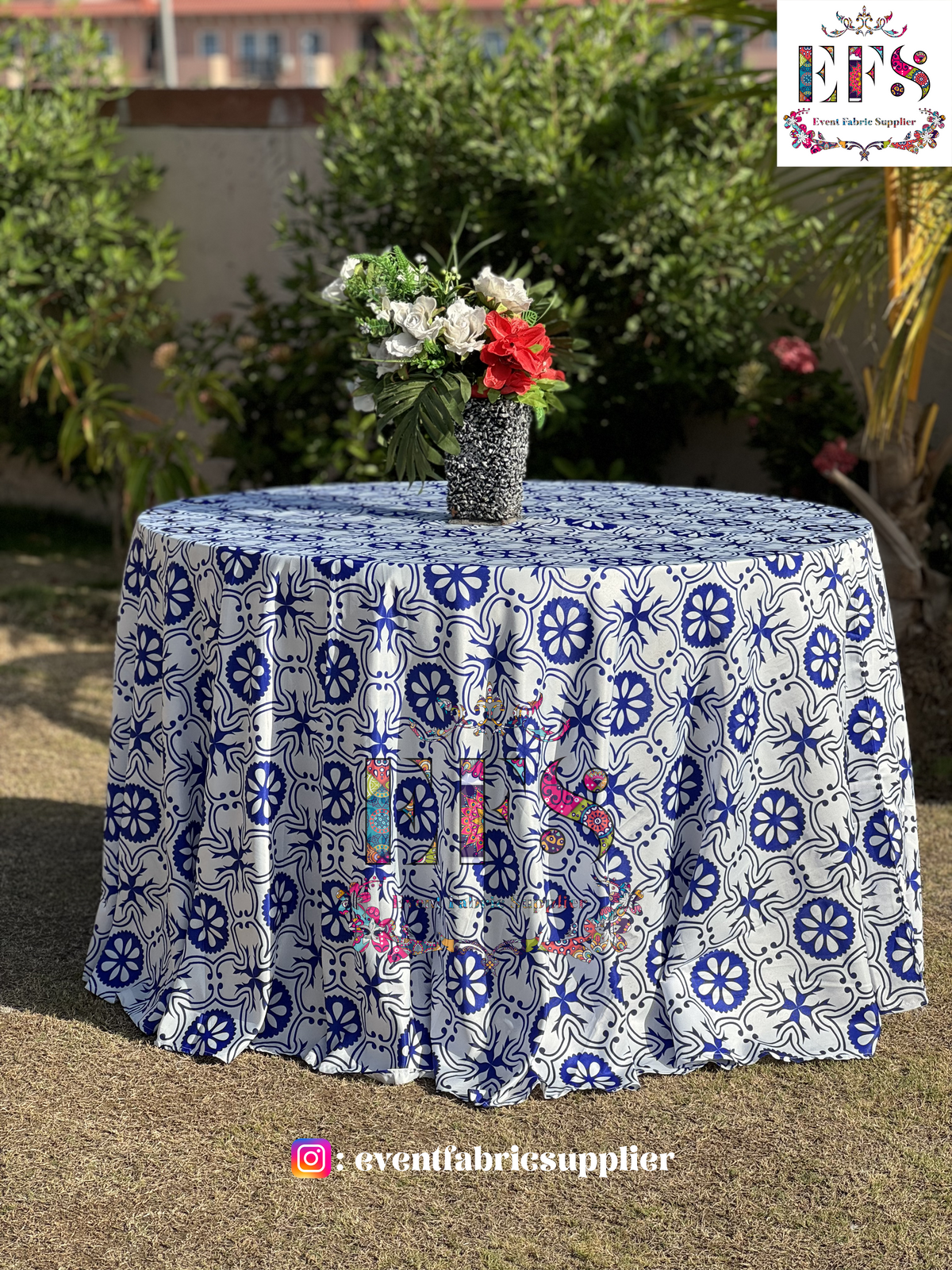 Blue Pottery Table Cover