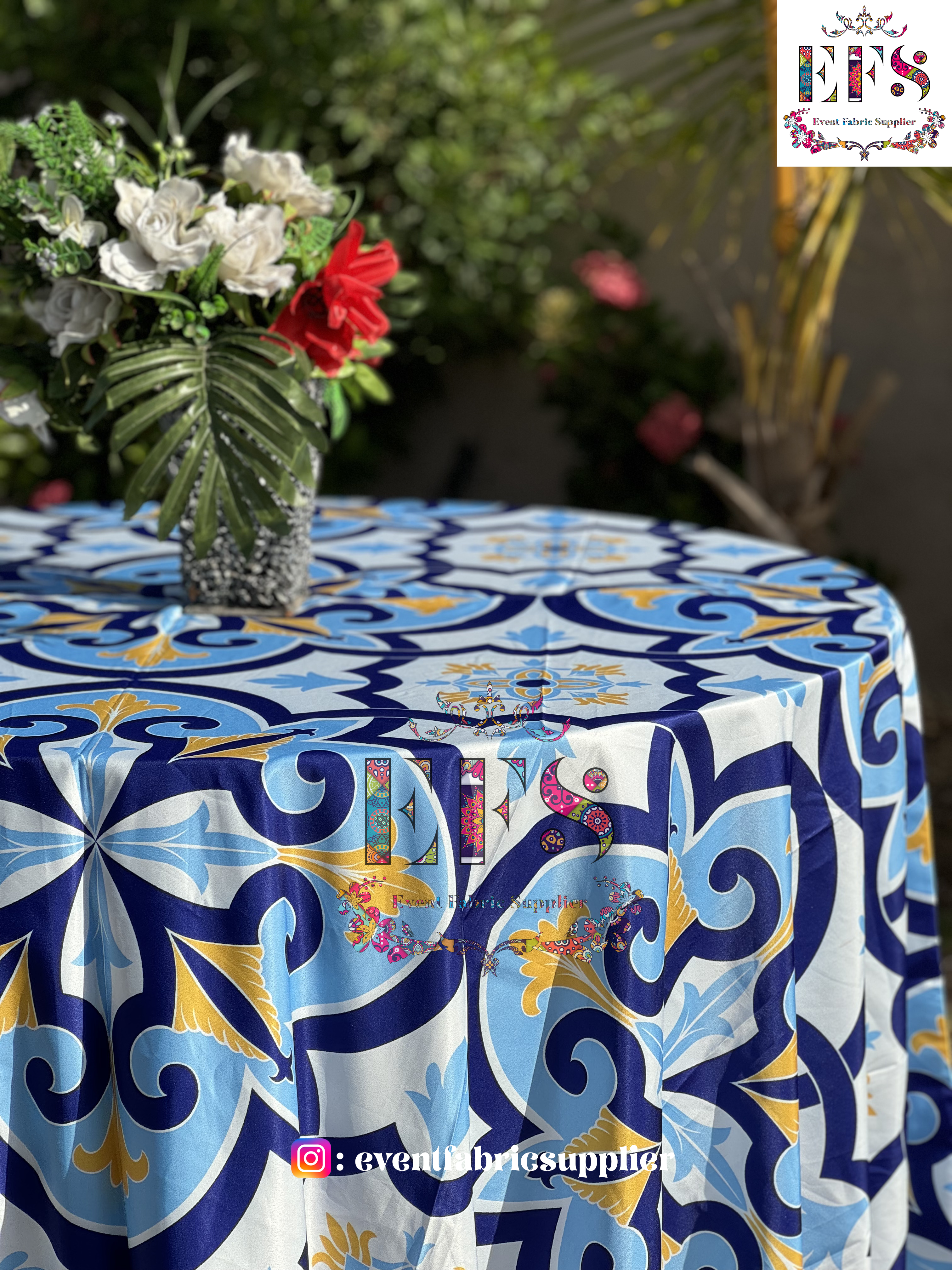 Blue Pottery Table Cover