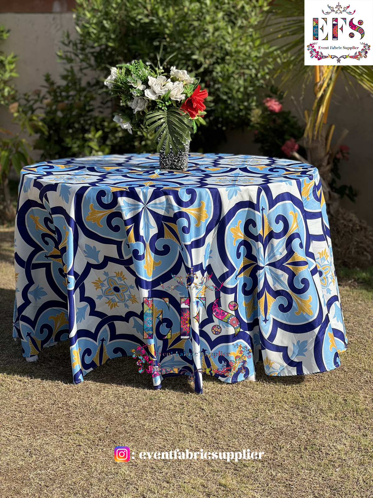 Blue Pottery Table Cover