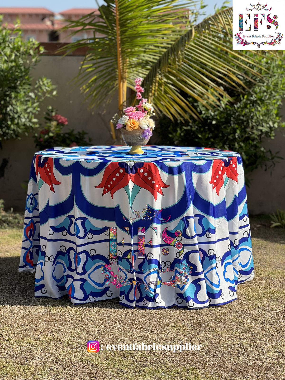 Blue Pottery Table Cover