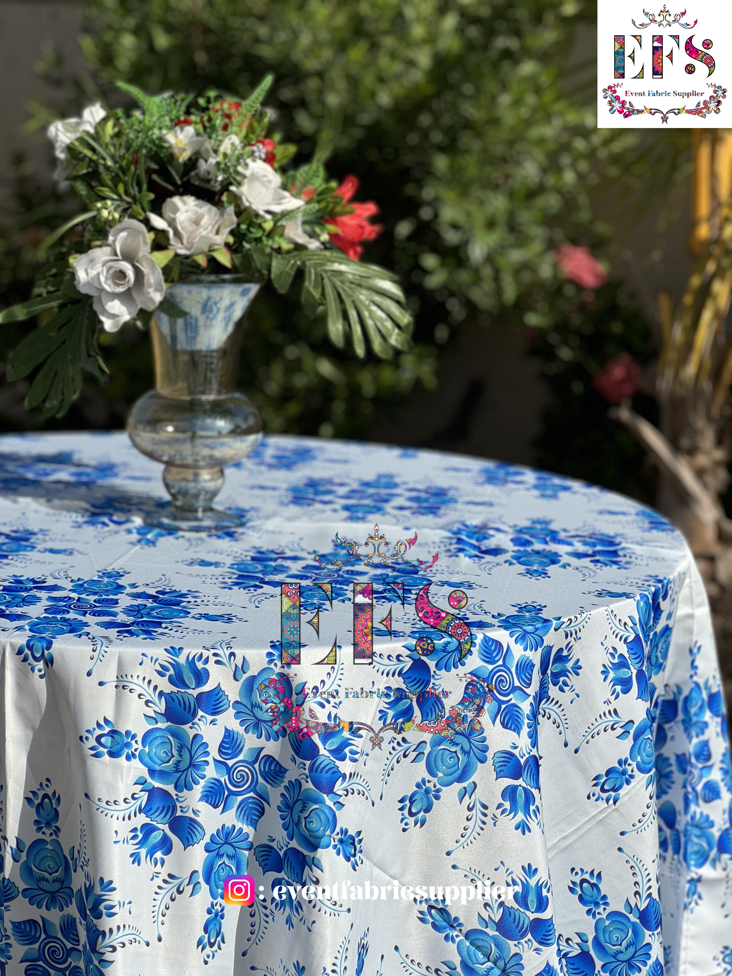 Blue Pottery Table Cover