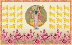 Shreenathji Backdrop with detailing of Cow and Lotus flower